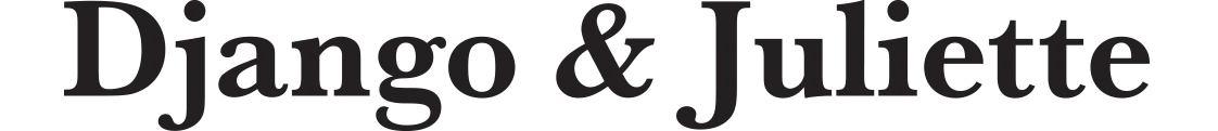 The image displays the text Django & Juliette in a bold, black serif font on a light background.