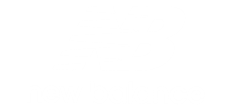 The image shows the New Balance logo, featuring a stylized NB above the words new balance in lowercase letters. The design is sleek with horizontal lines suggesting movement.