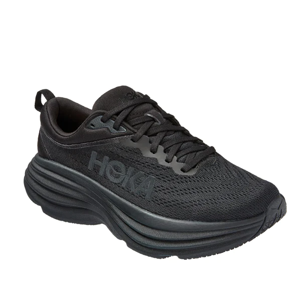 HOKA Women's Bondi 8 Wide Walking Shoes in Black Size 10 | Lucky Feet Shoes
