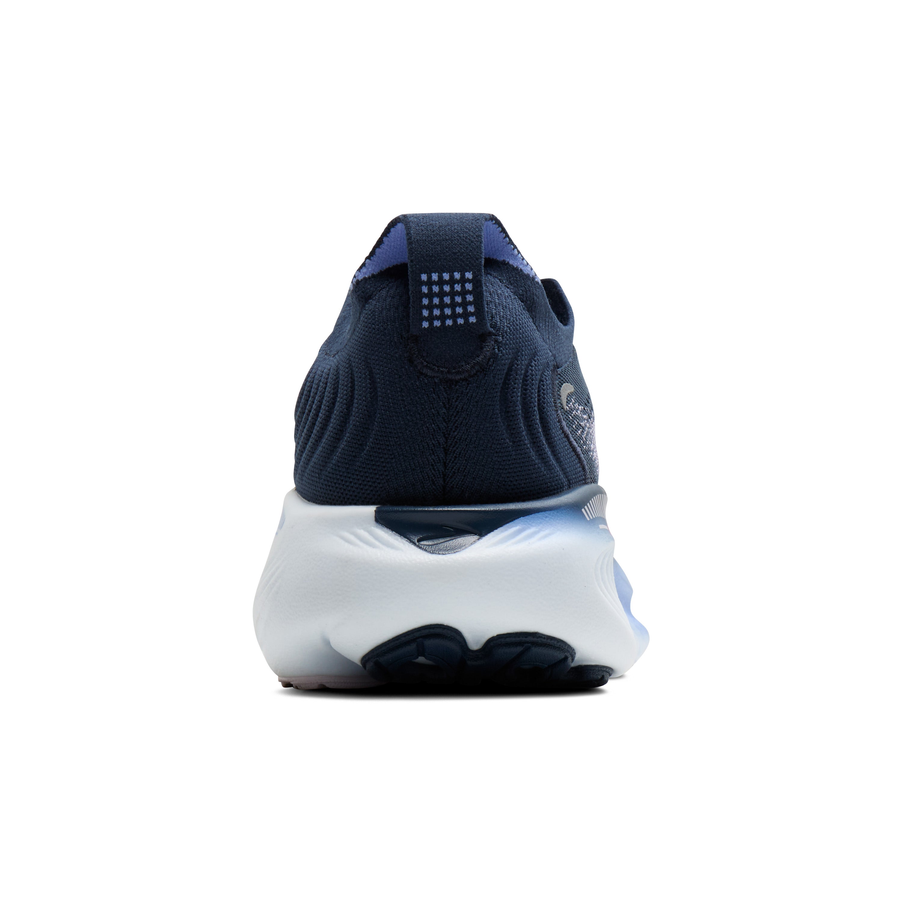Rear view of BROOKS Women's Adrenaline GTS 25 Navy/Pink, ideal for plantar fasciitis, on a white background.
