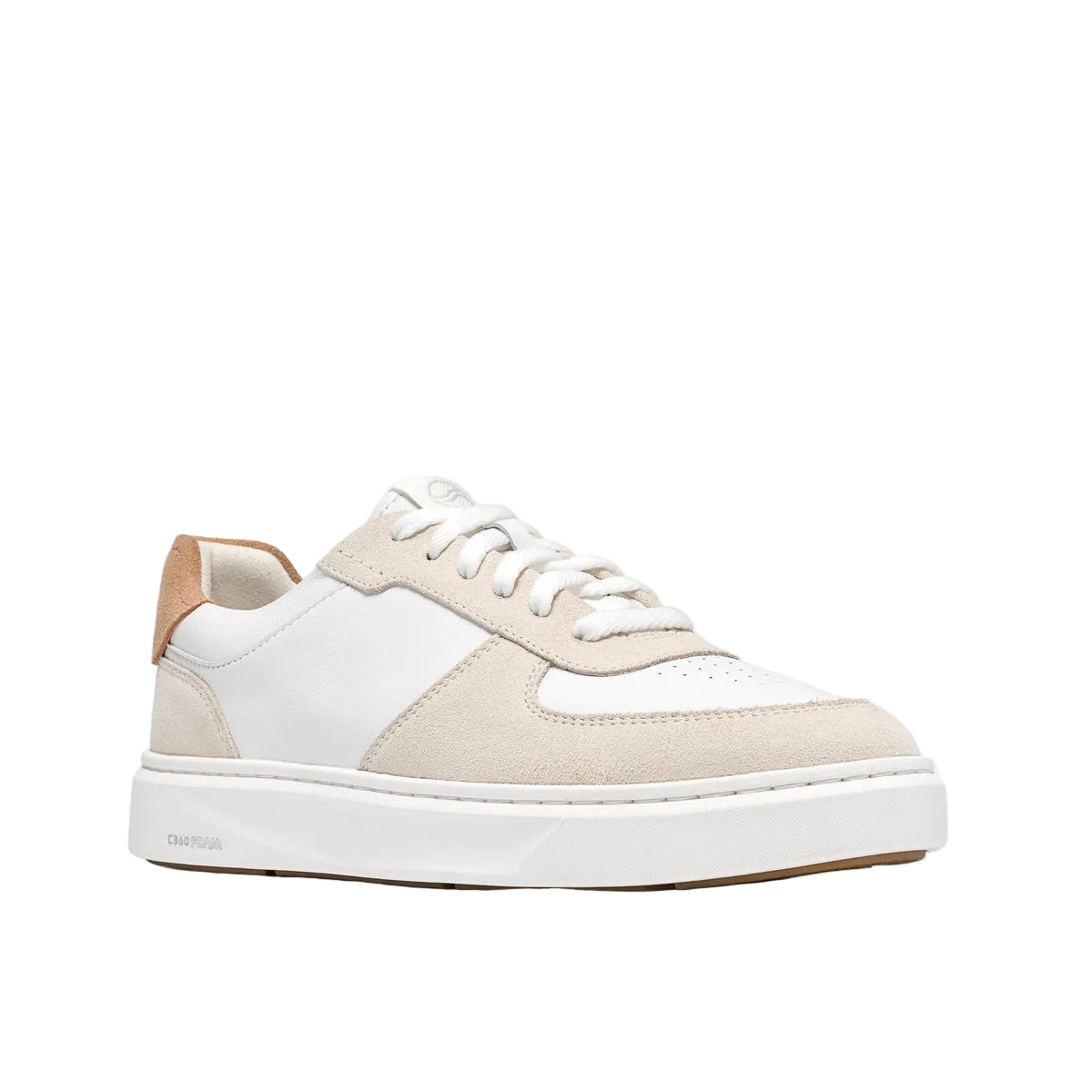 CLARKS Women's Code C Court Wide White Combi sneaker, durable rubber outsole for everyday grip, outsole view.