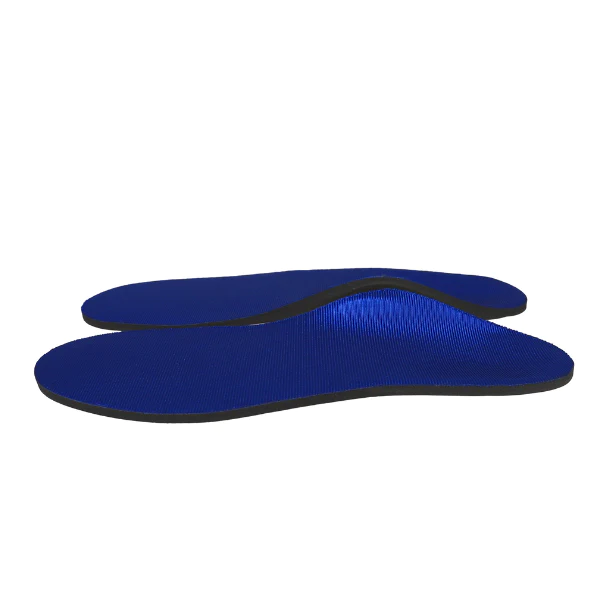 A pair of blue SOVELLA S3000 Comfort Arch Support insoles with black edges, displayed side by side on a white background, showcasing their advanced arch support design.