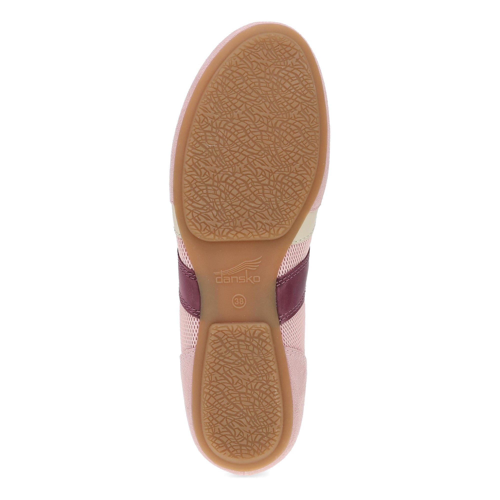 Outsole of the DANSKO Women's Milana Pink/Berry Leather flat, flexible TR rubber tread.