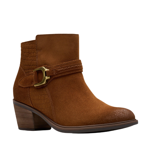 Clarks Women s Neva Buckle Boots Dark Tan in Size 8.5