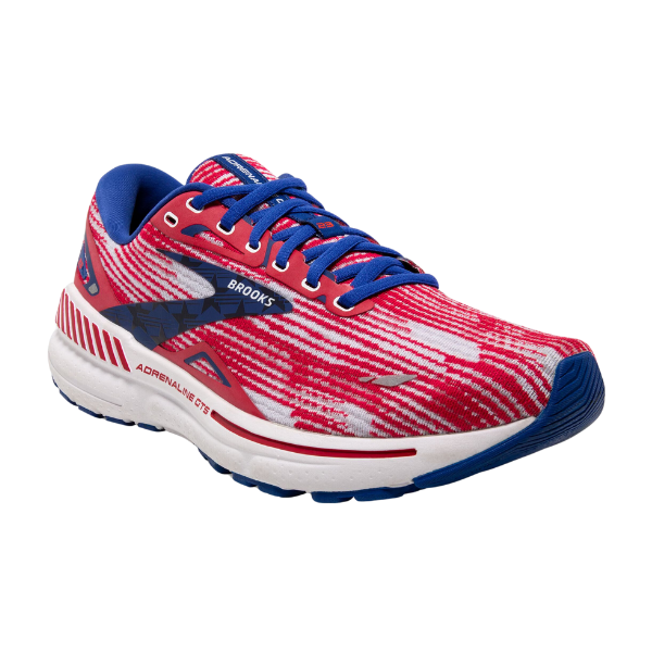 Red white and blue running shoes on sale