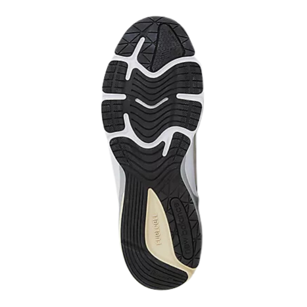 Close-up of a shoe sole with tread pattern on a white background