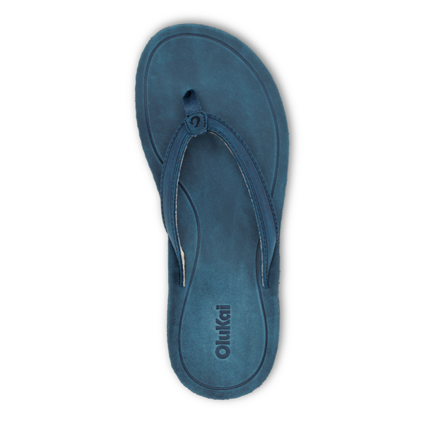 An OLUKAI Womens Southshore Indigo sandal is shown from above on a white background.