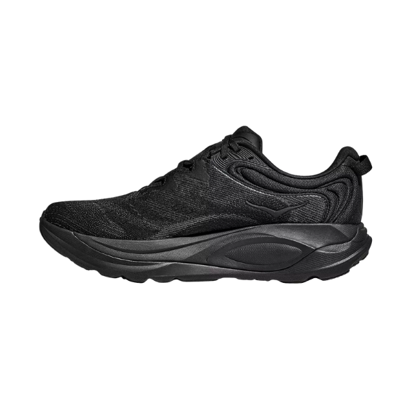 The HOKA Men's Gaviota 6 Wide Black/Black stability shoe is displayed side-on against a white background.