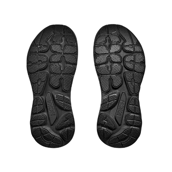 HOKA Men's Gaviota 6 Wide Black/Black features textured soles for stability and support for overpronators.