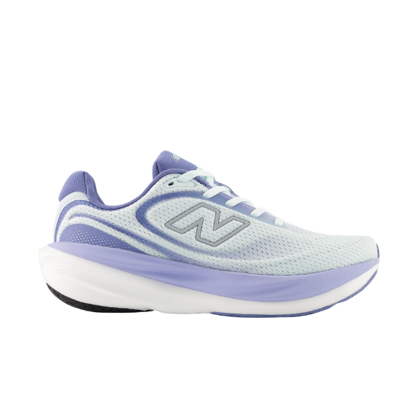 Light blue New Balance Women's 1080v15 Wide running shoe with mesh upper, white sole, and iconic N logo.
