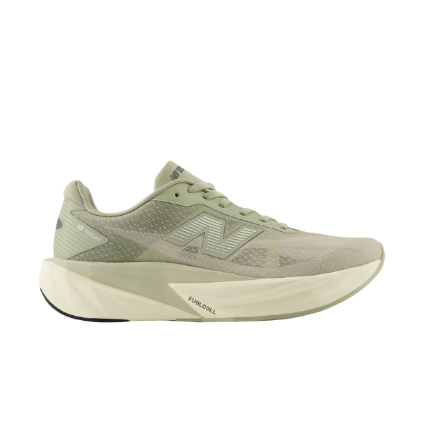 Grey/white NEW BALANCE Mfcx5n9 M Rebel V5 with a thick cushioned sole and mesh upper, side view.