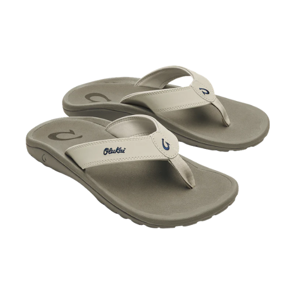 OLUKAI Women's Ohana Tapa beige sandals with logo straps—stylish, comfy, and perfect for any outdoor adventure.