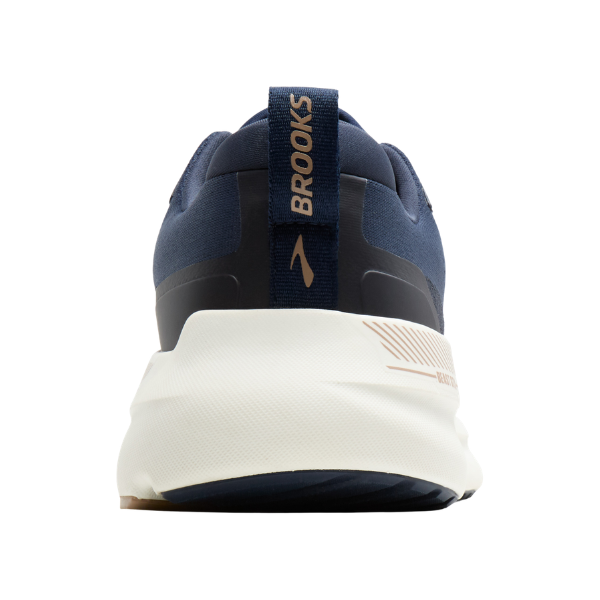 Rear view of a men’s BROOKS Beast GTS 26 Peacoat/Indigo shoe, with GuideRails support and white sole.