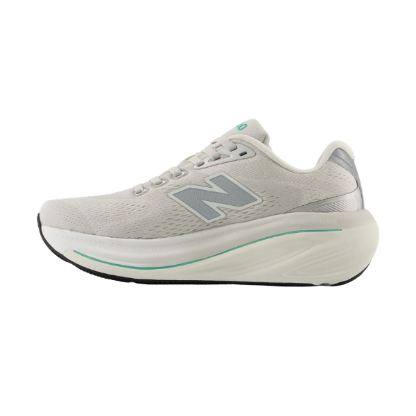 NEW BALANCE Women's 860V15 in grey/white features Fresh Foam X and blue accents, shown in side profile.