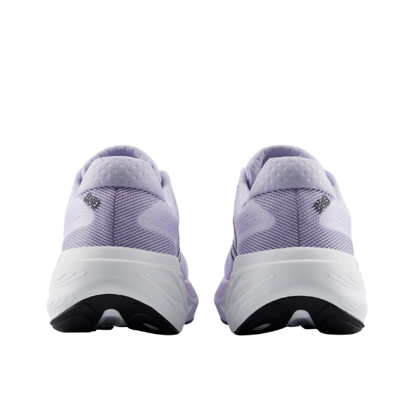 The New Balance Women's 880 V15 running shoes in violet/black viewed from the back on a white background.