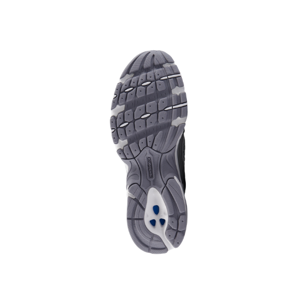 NEW BALANCE Men's U530 Grey/Silver shoe with textured sole, flex grooves, and blue-white 530 accents on the heel.