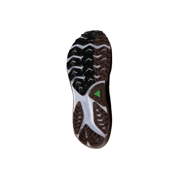 BROOKS Men’s Ghost Trail Brown sole with white accents delivers all-terrain traction for off-road running adventures.