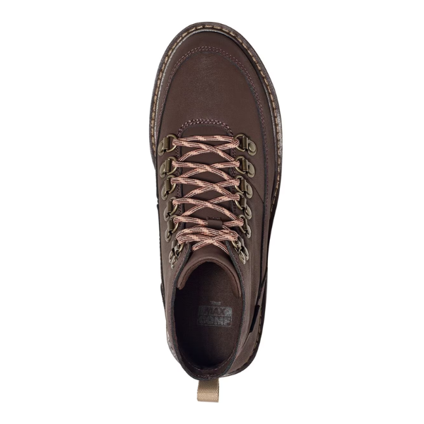 Top view of the Teva Womens Midform Boot Bracken by Teva, an eco-friendly boot with light brown laces, metal eyelets, heel pull tab, and MAX-COMF insole technology, shown on a white background.