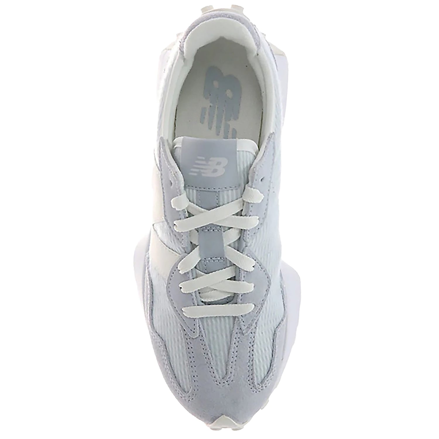 NEW BALANCE Women's 327 Zinc/Sea Salt retro sneaker, sea salt midsole and lugged outsole, side profile.