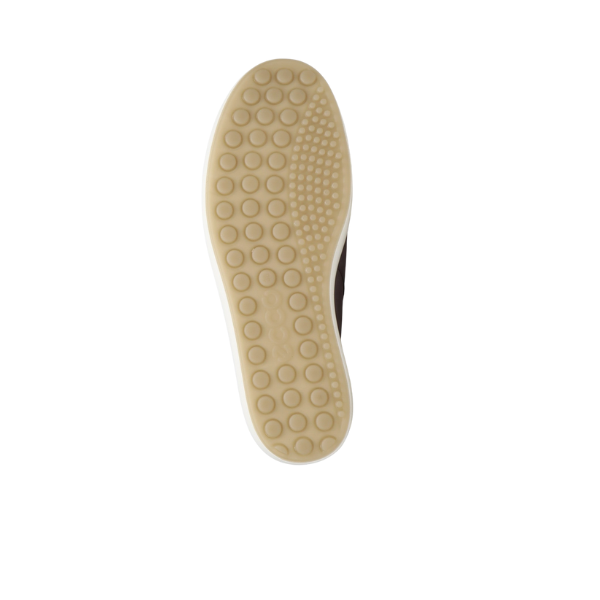 The image displays the sole of an ECCO Womens Soft 7 Zip Bootie Gray, showcasing circular bumps across the entire surface, and is isolated on a white background.