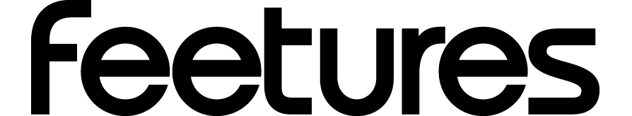 The image shows the word feetures in bold, lowercase black letters on a white background.