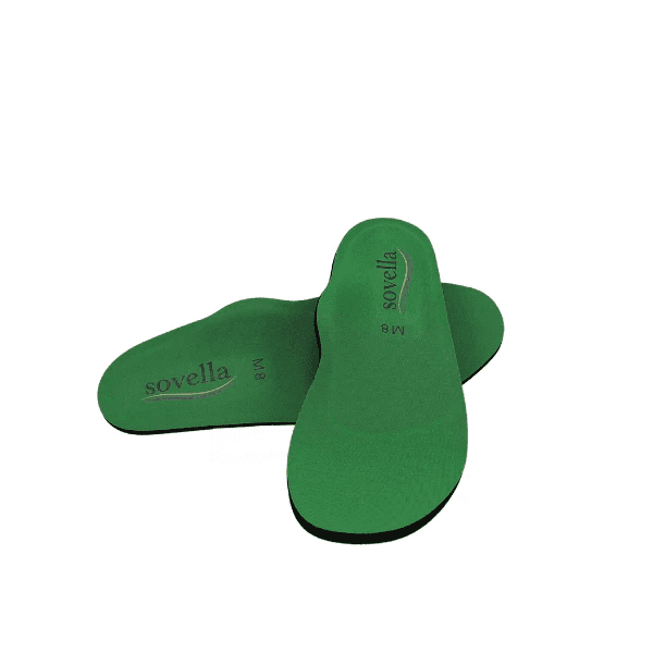Pair of green orthotic arch support insoles