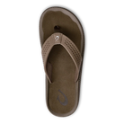 A single OLUKAI Mens Ulele Brown water-resistant sandal, shown from above on a plain background, displays its textured straps and sole with looped logos on both the strap and footbed.