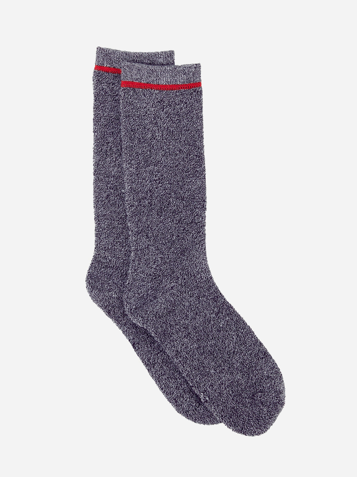 UGG Men's Kyro Crew Sock in marled navy, soft TENCEL Modal knit with ribbed cuff, shown on a white background.