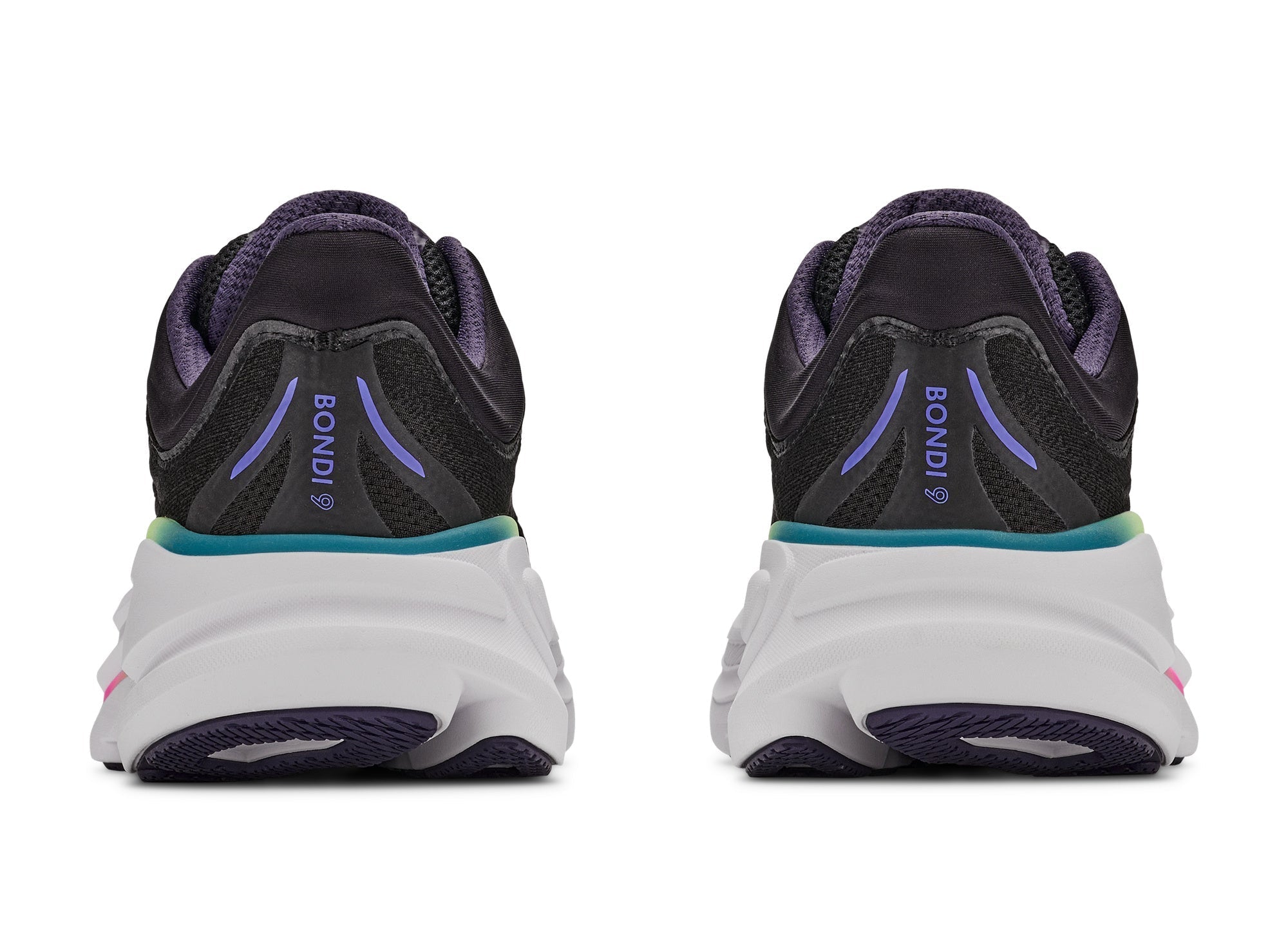 HOKA Women's Bondi 9 Black/Neon Dragonfruit, Durabrasion rubber outsole placed in high-wear zones.