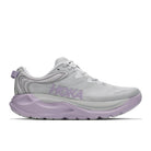 HOKA Women's Gaviota 6 in Stardust/Mellow Lilac, breathable grey mesh upper, padded collar and arch support.