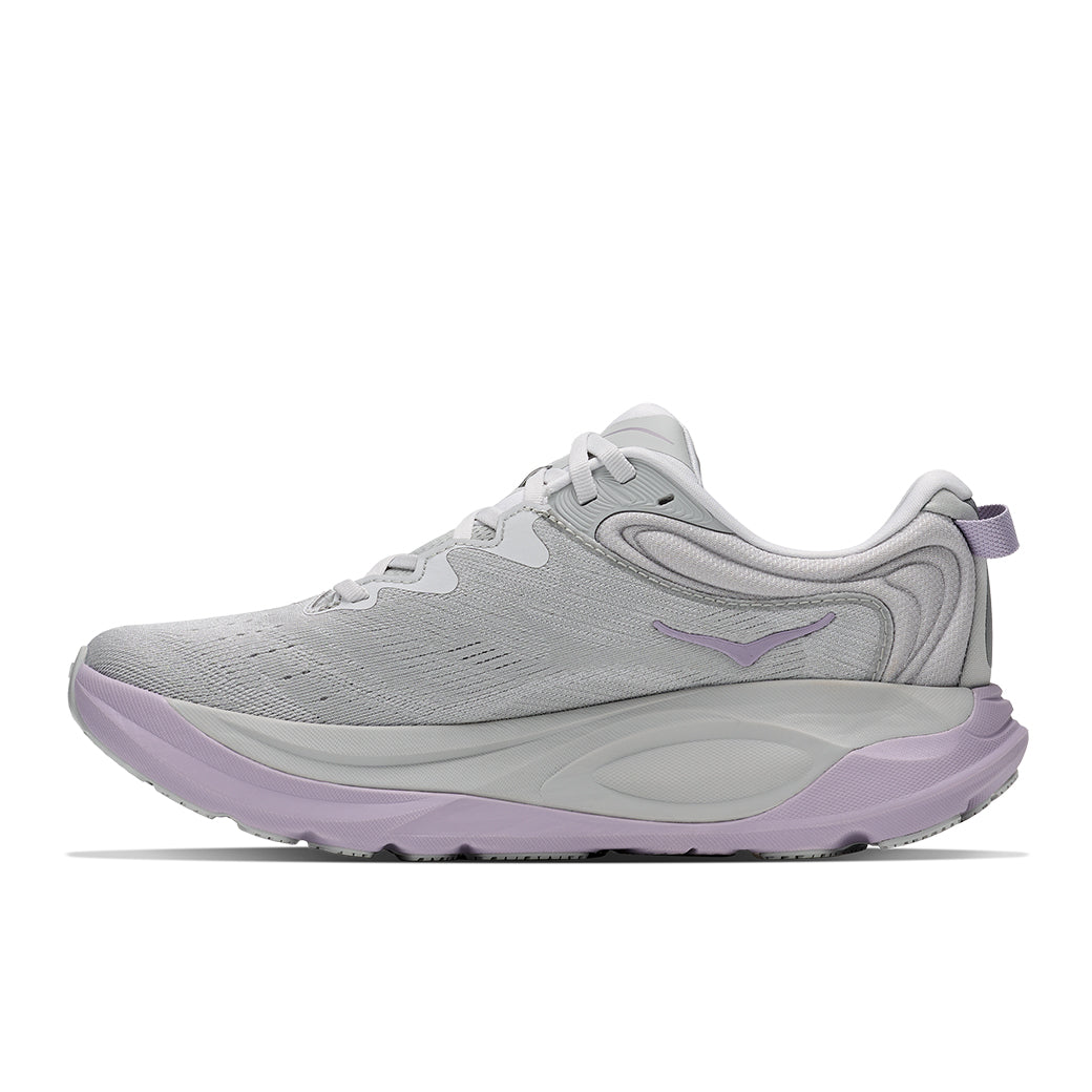 HOKA Women's Gaviota 6 Stardust/Mellow Lilac running shoe with H-Frame stability and a heel pull tab.