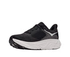HOKA Men's Arahi 9 Black/White running shoe, black engineered mesh upper and cushioned collar, top view.