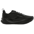 BROOKS Women's Ghost Max 4 Wide Black/Black running shoe, high-stacked black midsole, angled side view.