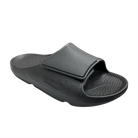 The Sovella Mens PF Velcro Slide Black features a Wide adjustable strap, textured footbed, arch support, and the SOVELLA name on the side—designed for exceptional comfort and recovery.