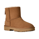 The UGG Women's Marais Zip Up Chestnut is a tan suede ankle boot with a flat rubber sole, visible stitching, and plush cream lining peeking from the top—offering classic style with cozy comfort.