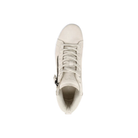 STRIVE Strive Women’s Kensington Sand: beige high-top with laces, side zip, and biomechanical footbed for comfort. Lucky Feet Shoes