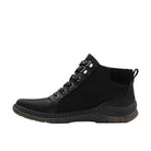 CLARKS Women's Orlene Top Waterproof Wide Black boot, waterproof nubuck upper, side profile view.