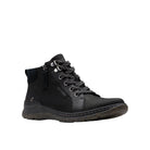 CLARKS Women's Orlene Top Waterproof Wide Black boot, two-layer TPR outsole tread, bottom view.