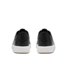 Rear view of the CLARKS Men's Code C Lace Wide Black Leather shoe, padded heel and leather counter.