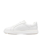 CLARKS Women's Code C Lace Wide White Leather lace-up sneaker with C360 FOAM cushioning, side profile view.