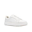 CLARKS Women's Code C Lace Wide White Leather sneaker, flexible sole unit for everyday comfort, outsole view.