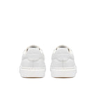CLARKS Women's Code C Lace Wide White Leather sneaker, cushioned wide-fit lace-up trainer, rear heel view.
