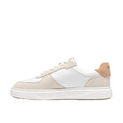 CLARKS Women's Code C Court Wide White Combi basketball-inspired trainer with C360 FOAM cushioning, side profile.