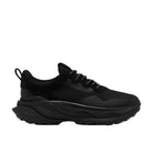 CLARKS Women's Pace Trail Go Waterproof Wide Black/Black shoe, ripstop nylon upper, angled side view.