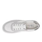 Outsole view of the CLARKS Women's Code C Court Wide Grey Combi sneaker with durable rubber tread and C360 foam.