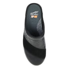 DANSKO Women's Zinnia Clog Black from above, roomy toe box and padded instep collar.