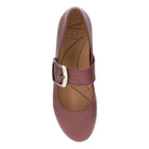 DANSKO Women's Matilda Mary Jane Sangria flat from above, leather footbed and buckle strap, top view.