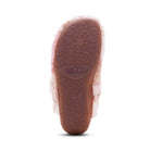 Outsole view of the AETREX Women's Mia Pink Plaid slipper, durable rubber tread for indoor and outdoor grip.