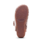 Outsole view of the AETREX Women's Mia Tan Plaid slipper, durable rubber tread for indoor and outdoor grip.