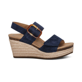 Aetrex Women's Ashley Espadrille Wedge Navy